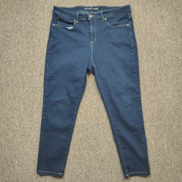 Michael Kors Denim - MICHAEL KORS Jeans Women 12 Blue Izzy Cropped Skinny Stretch Denim Cotton Blend